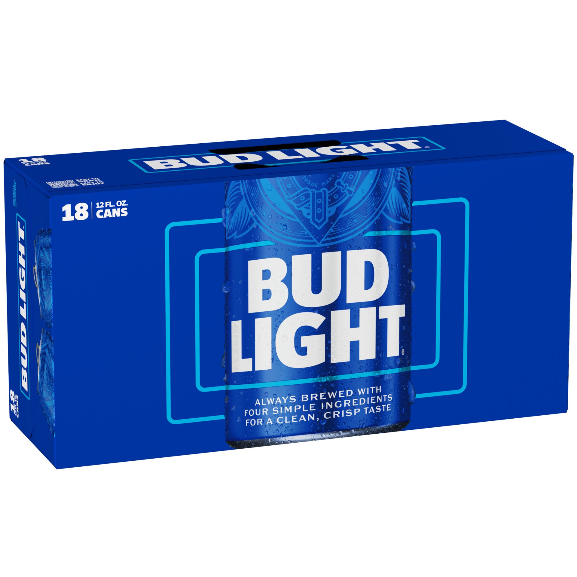 slide 1 of 9, Bud Light American Lager Beer 18 Pack, 12 fl oz Cans, 216 fl oz