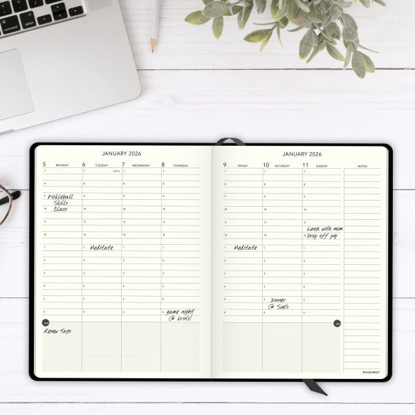 slide 7 of 10, AT-A-GLANCE® Plan. Write. Remember.® 2026 Weekly Monthly Appointment Book Planner, Casebound, Black, Large, 7 1/2"" x 10"", 1 ct