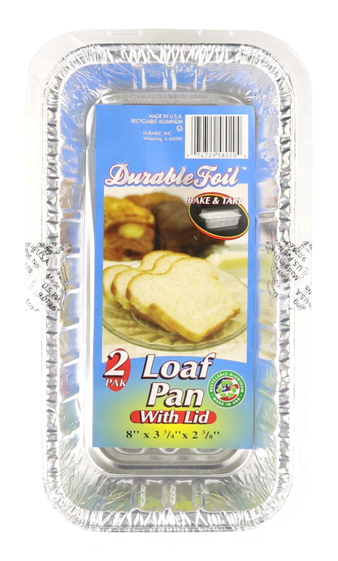 slide 1 of 1, Durable Packaging Durable Foil Bake & Take Loaf Pan With Lid, 2 ct