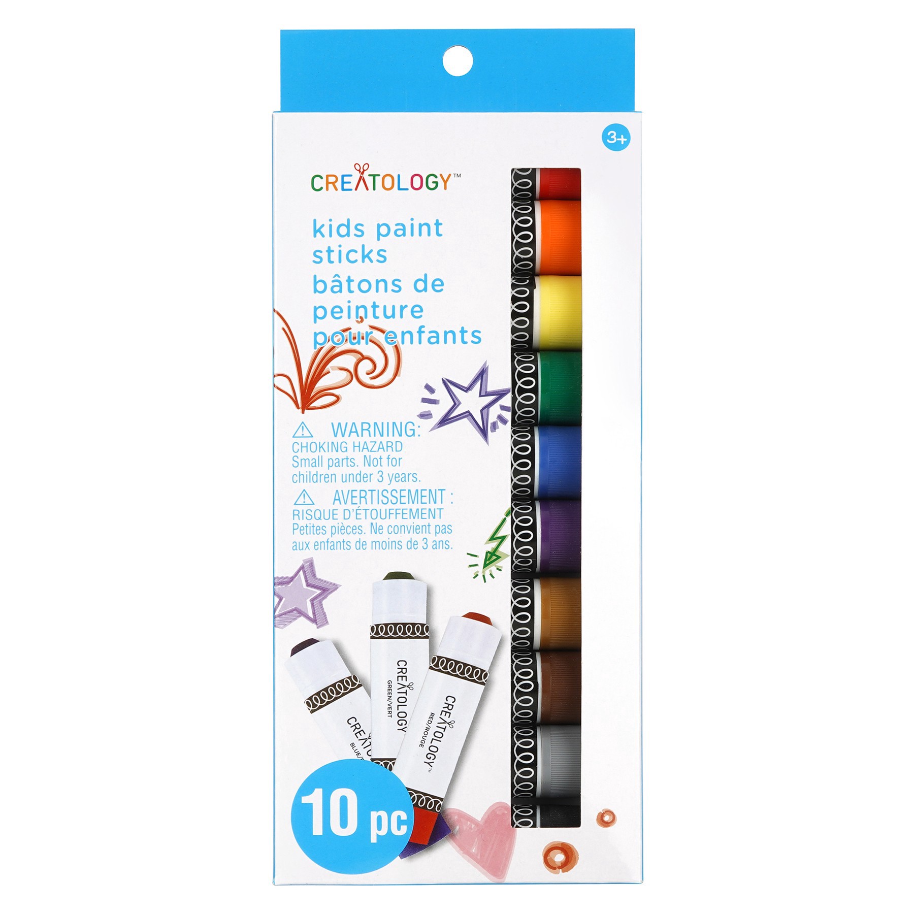 slide 4 of 4, Primary 10 Color Kid's Paint Sticks By Creatology, 10 colors