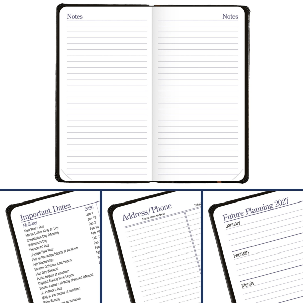 slide 9 of 10, AT-A-GLANCE® Fine Diary® 2026 Weekly Monthly Diary, Black Brown, Pocket, 3"" x 6"", 1 ct