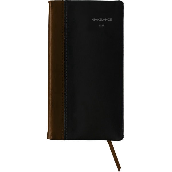 slide 2 of 10, AT-A-GLANCE® Fine Diary® 2026 Weekly Monthly Diary, Black Brown, Pocket, 3"" x 6"", 1 ct