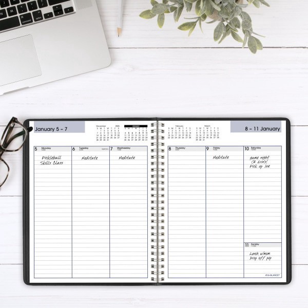 slide 3 of 8, AT-A-GLANCE® DayMinder® 2026 Column Style Weekly Planner, Black, Medium, 7"" x 8 3/4"", 1 ct