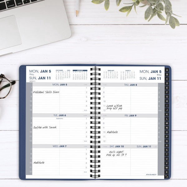 slide 9 of 10, AT-A-GLANCE® 2026 Weekly Appointment Book Planner, Blue, Small, 5"" x 8"", 1 ct