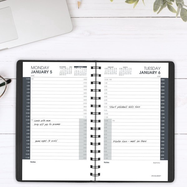 slide 8 of 10, AT-A-GLANCE® 24-Hour 2026 Daily Appointment Book Planner, Black, Small, 5"" x 8"", 1 ct