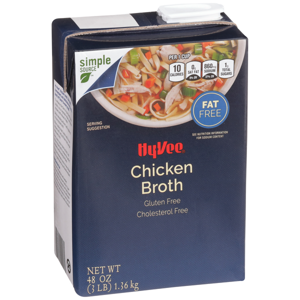 slide 1 of 1, Hy-vee Chicken Fat Free Broth, 48 oz