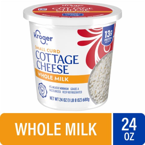 slide 1 of 2, Kroger 4% Milkfat Small Curd Cottage Cheese, 24 oz