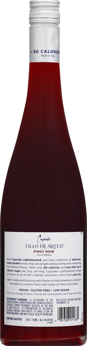 slide 2 of 9, Cupcake Light Hearted California Pinot Noir 750 ml, 750 ml