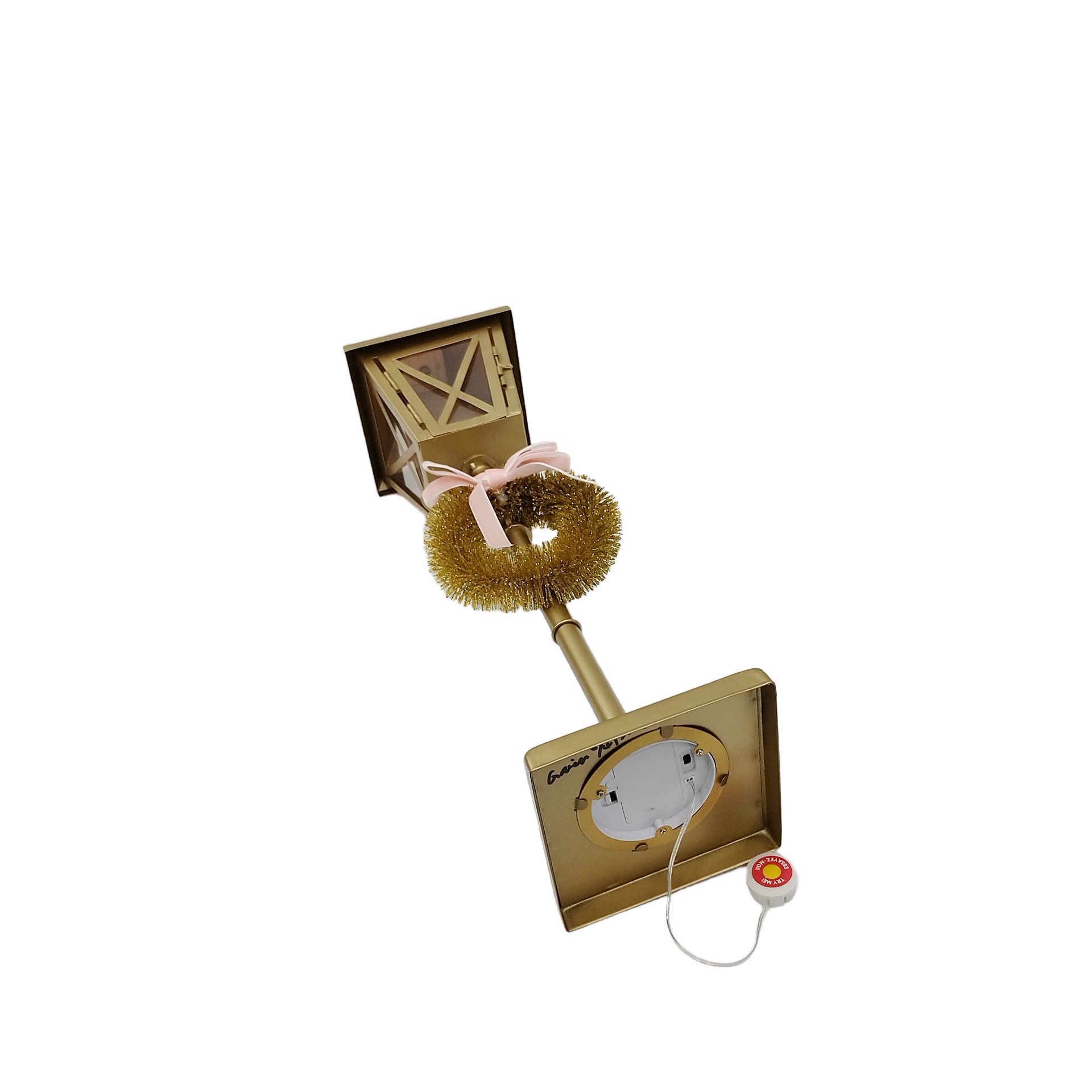 slide 3 of 3, 23.75" Gold Street Lamp With Wreath Led Tabletop Decor By Ashland, 6.13 in x 6.13 in x 23.75 in