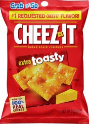 Cheez-It Cheese Crackers, Baked Snack Crackers, Office and Kids Snacks, Extra Toasty, 3oz Bag, 1 Bag