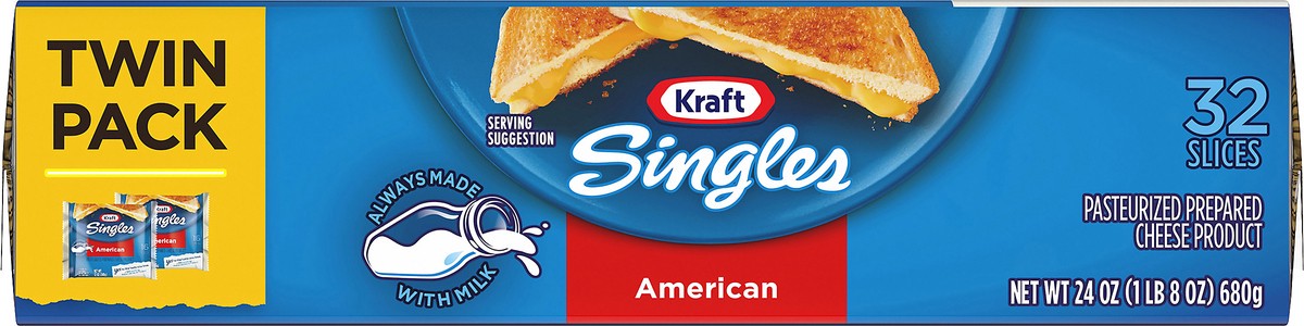 slide 5 of 9, Kraft Singles American Slices Twin Pack, 32 ct Pack, 24 oz