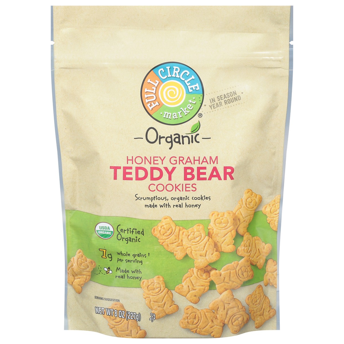 slide 2 of 15, Full Circle Market Organic Teddy Bear Honey Graham Cookies 8 oz, 8 oz