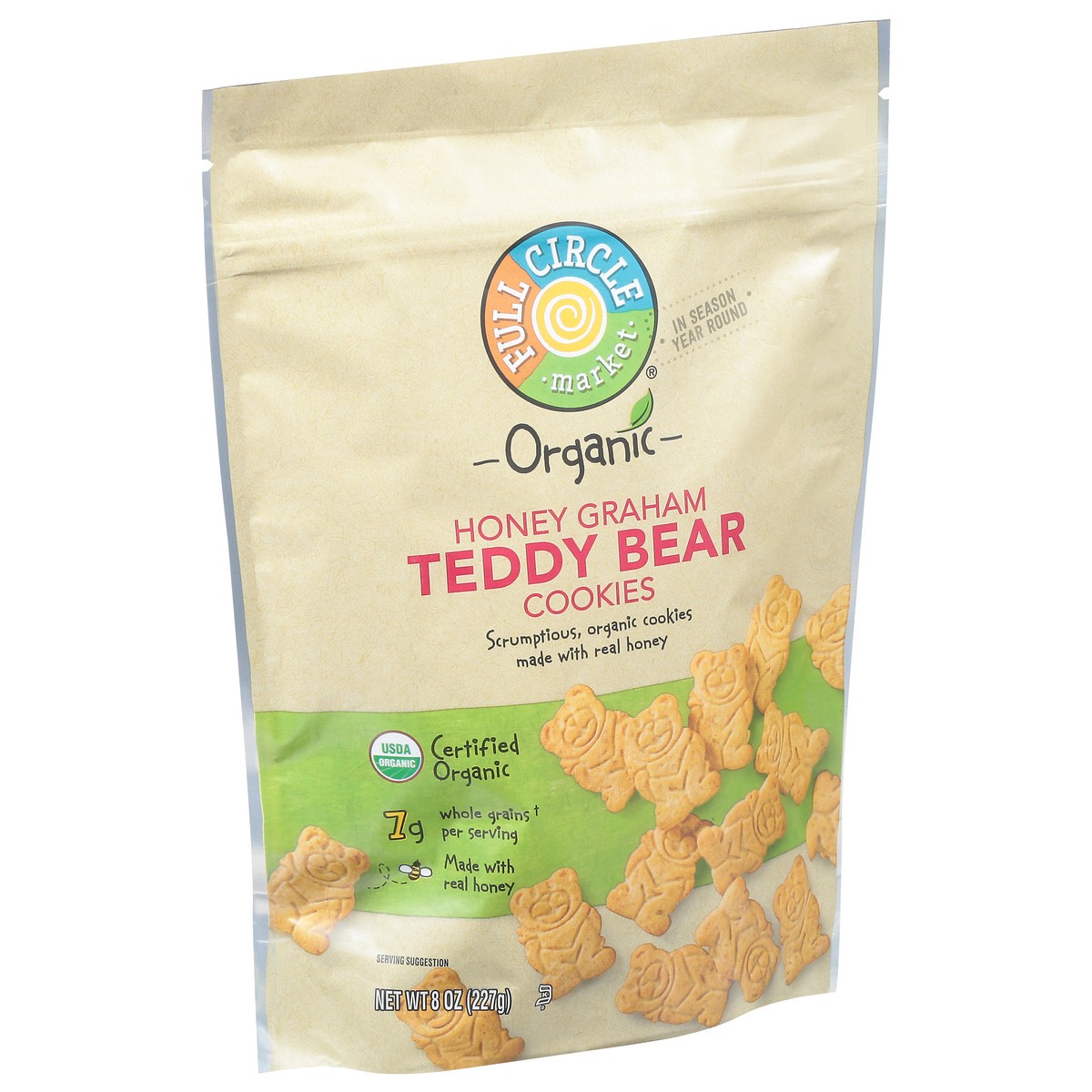 slide 8 of 15, Full Circle Market Organic Teddy Bear Honey Graham Cookies 8 oz, 8 oz