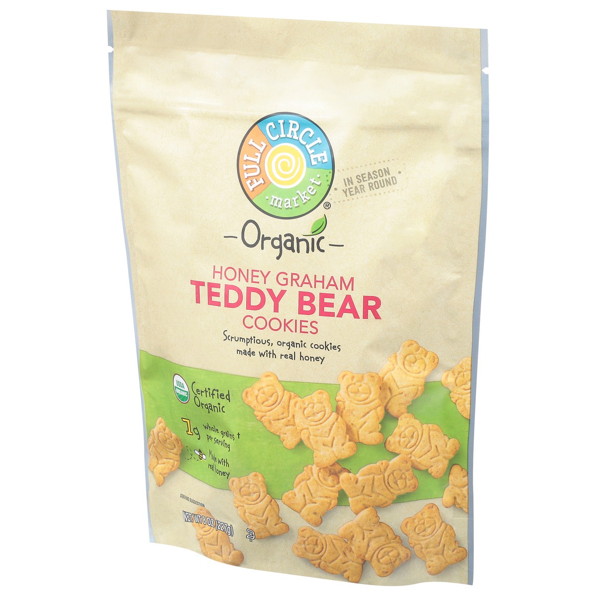 slide 6 of 15, Full Circle Market Organic Teddy Bear Honey Graham Cookies 8 oz, 8 oz