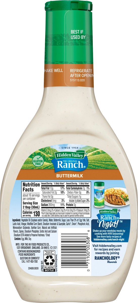 slide 6 of 9, Hidden Valley Buttermilk Ranch Salad Dressing & Topping, 16 fl oz