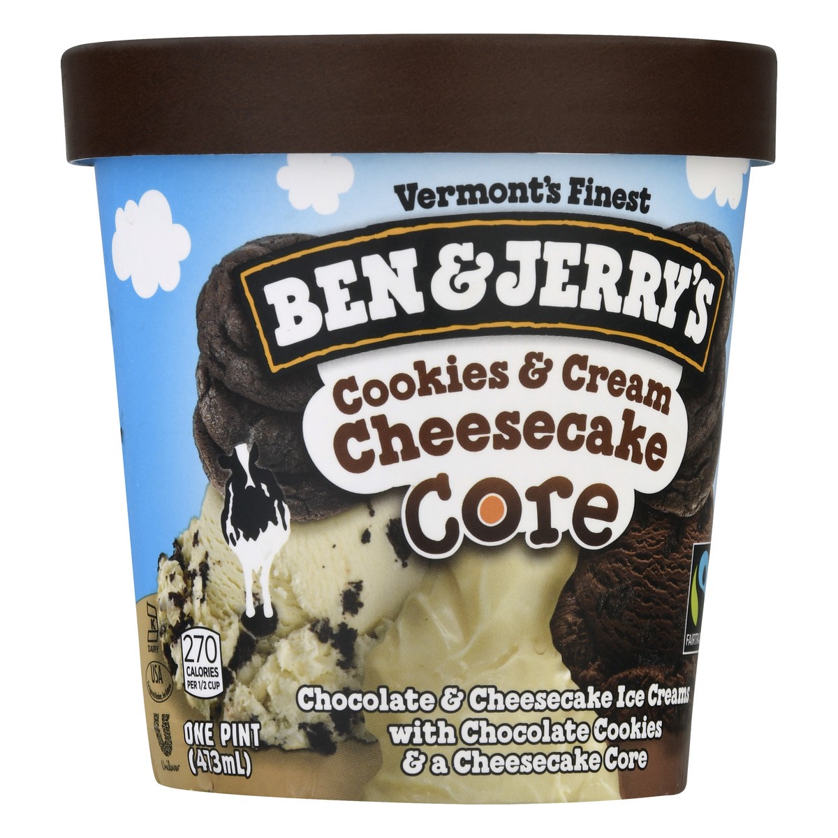 slide 9 of 9, Ben & Jerry's Cookies & Cream Cheesecake Core Ice Cream , 1 pint