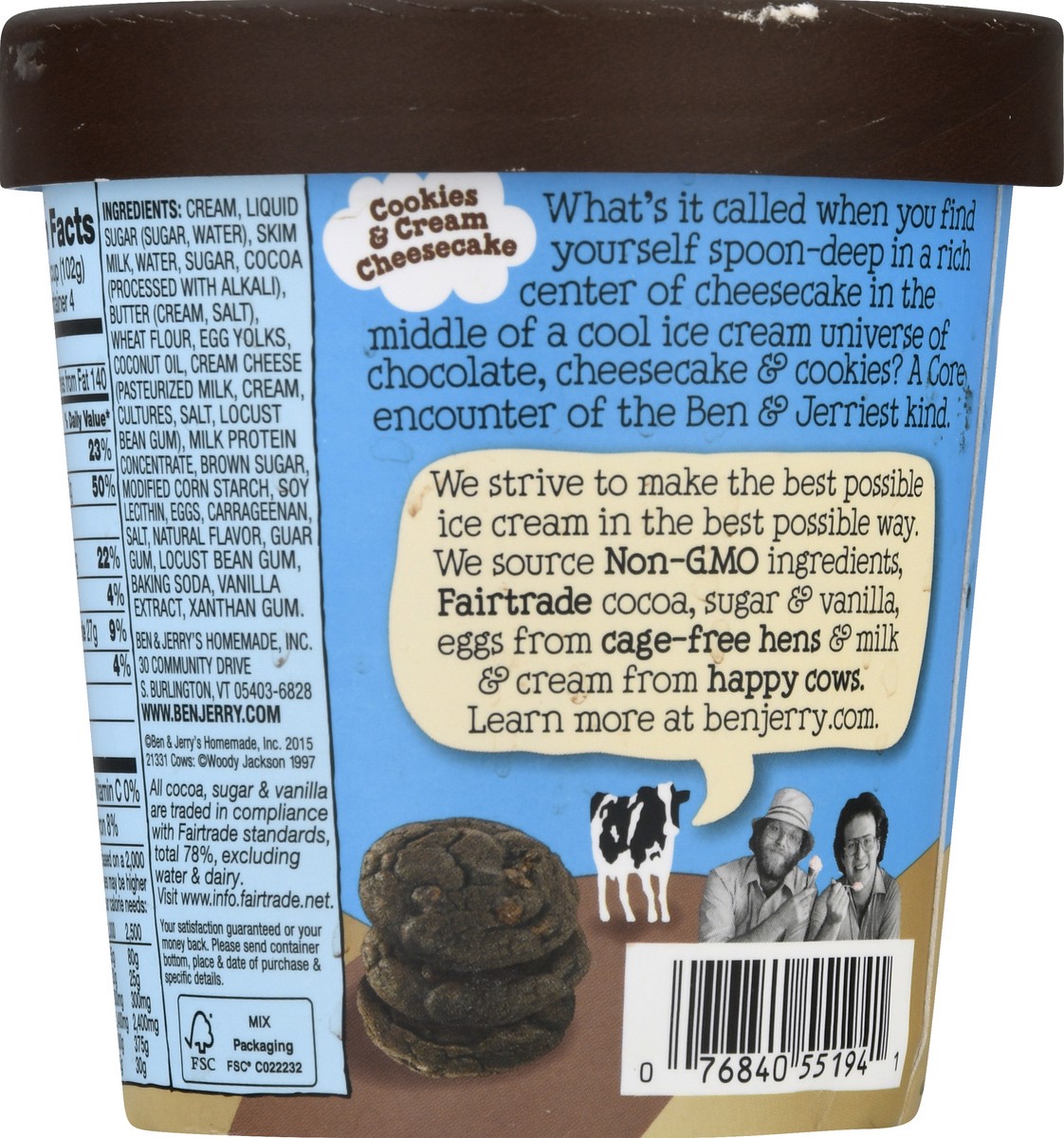 slide 6 of 9, Ben & Jerry's Cookies & Cream Cheesecake Core Ice Cream , 1 pint