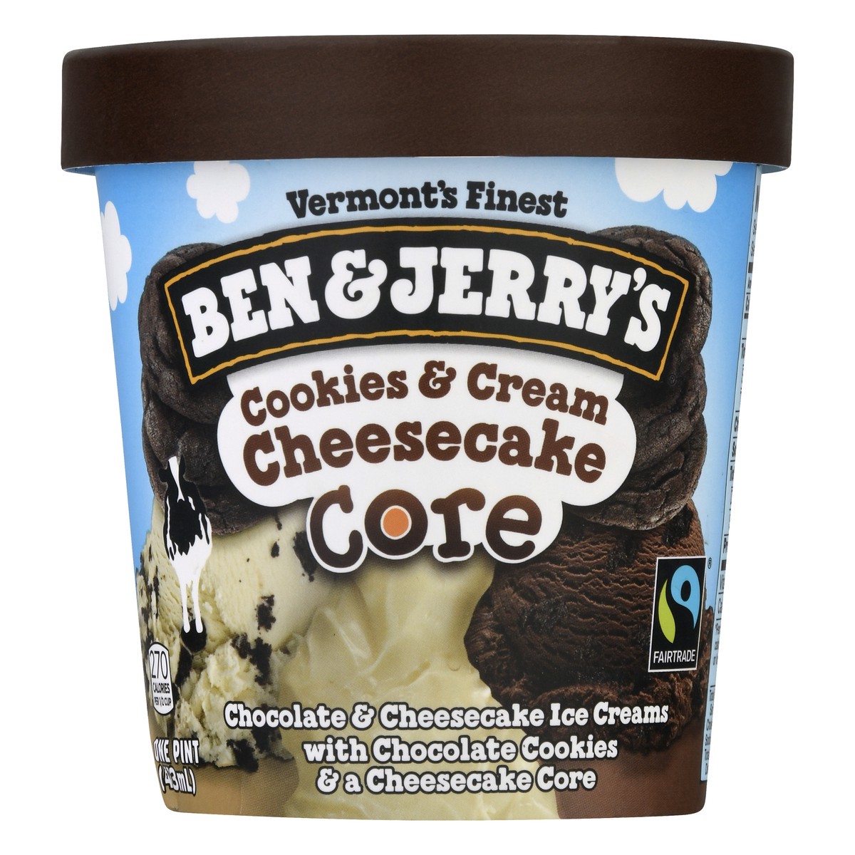 slide 1 of 9, Ben & Jerry's Cookies & Cream Cheesecake Core Ice Cream , 1 pint