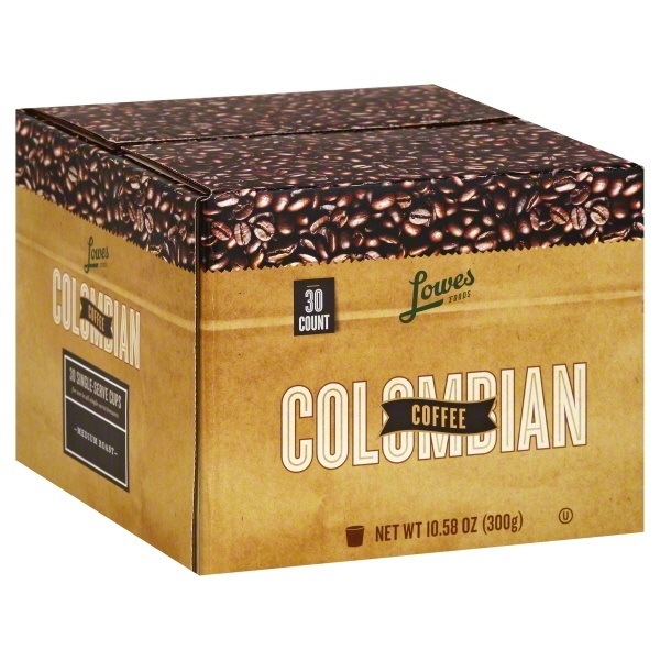 slide 1 of 1, Lowes Foods Coffee Columbian Single-Serve Pods - 30 ct, 30 ct