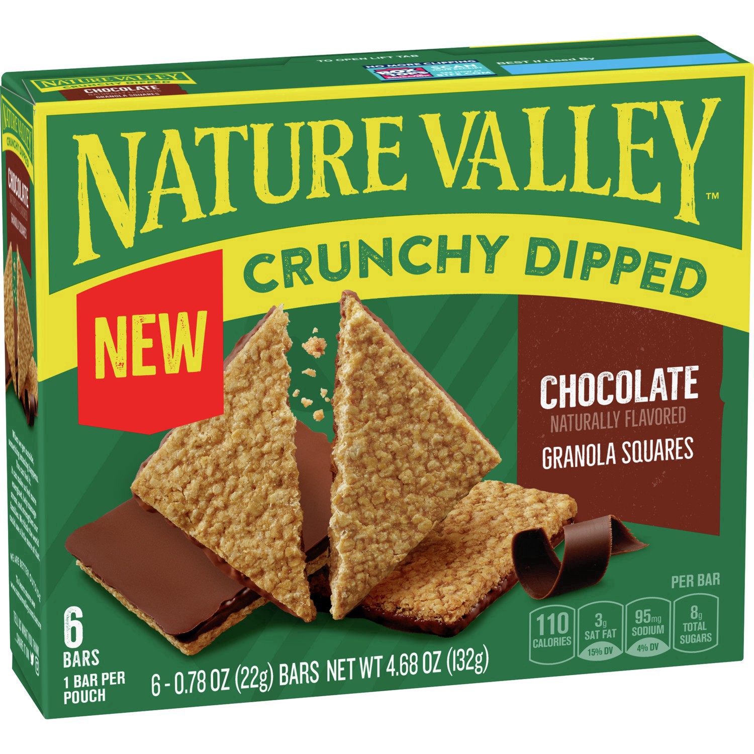 slide 19 of 19, Nature Valley Crunchy Dipped Granola Squares, Oats and Chocolate, 6 ct, 4.68 OZ, 6 ct