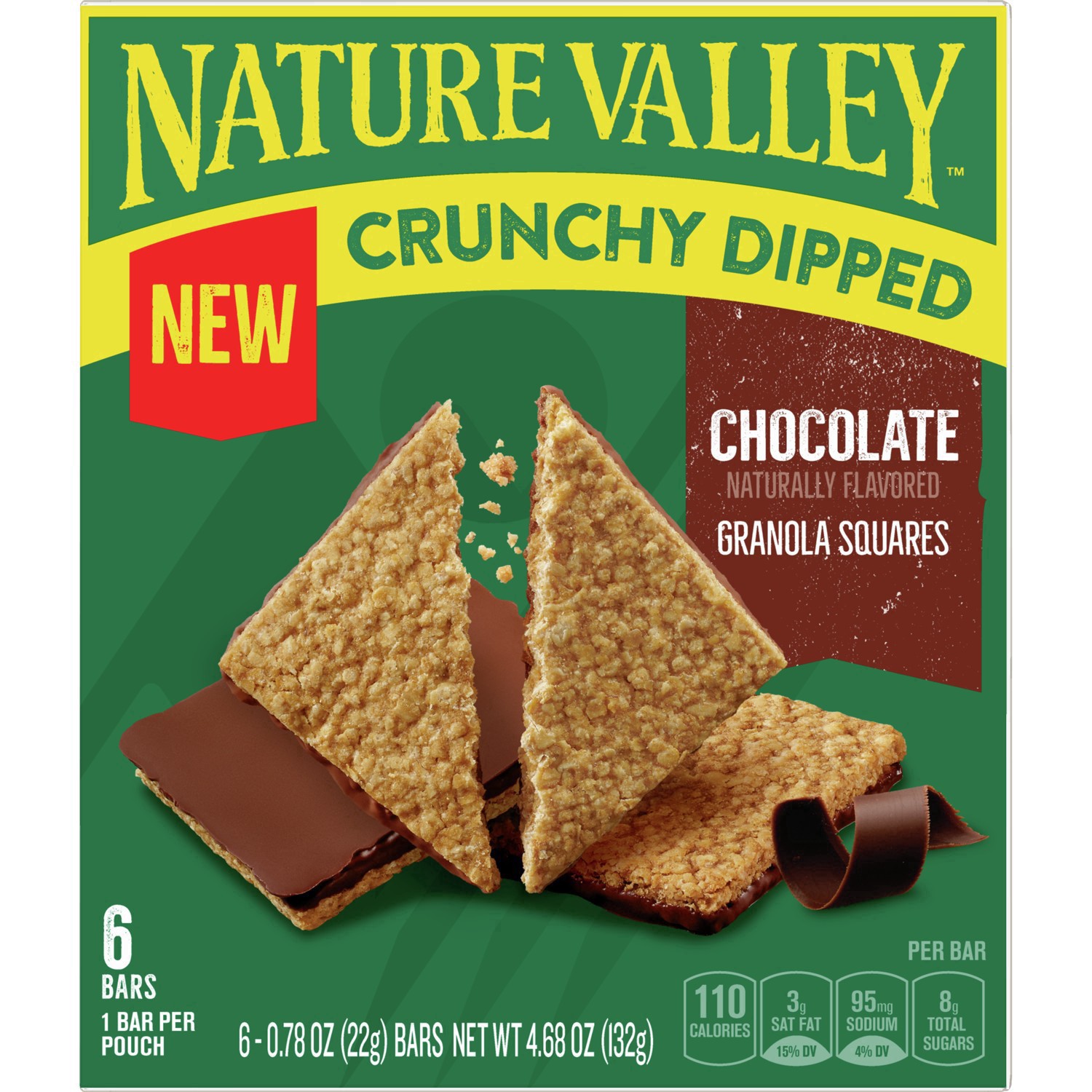 slide 17 of 19, Nature Valley Crunchy Dipped Granola Squares, Oats and Chocolate, 6 ct, 4.68 OZ, 6 ct