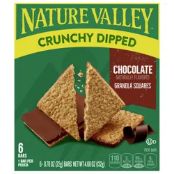 Nature Valley Crunchy Dipped Granola Squares, Oats and Chocolate, 6 ct, 4.68 OZ