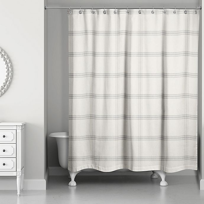 slide 1 of 1, Designs Direct Plaid Shower Curtain - Grey, 71 in x 74 in