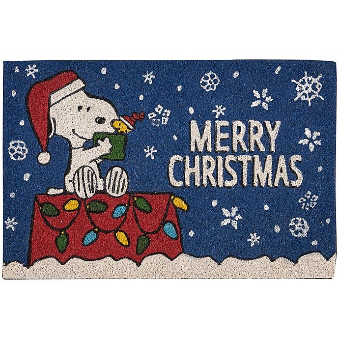 slide 1 of 2, Peanuts Christmas Coir Door Mat'', 18 in x 28 in