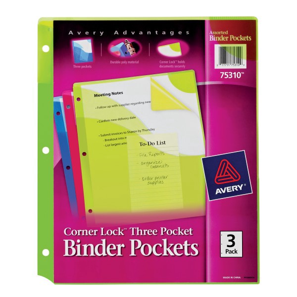 slide 1 of 6, Avery Corner Lock 3-Pocket Document Holder, 3 ct