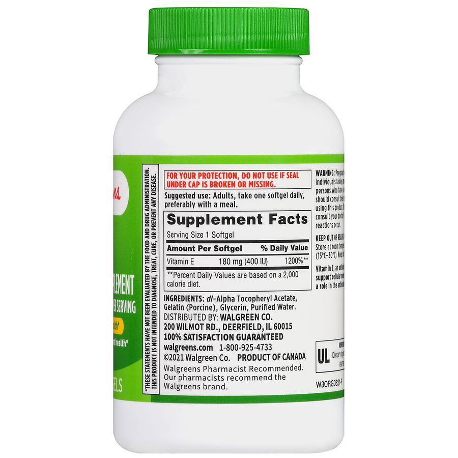 slide 3 of 5, Walgreens Vitamin E 400 IU Softgels, 180 ct