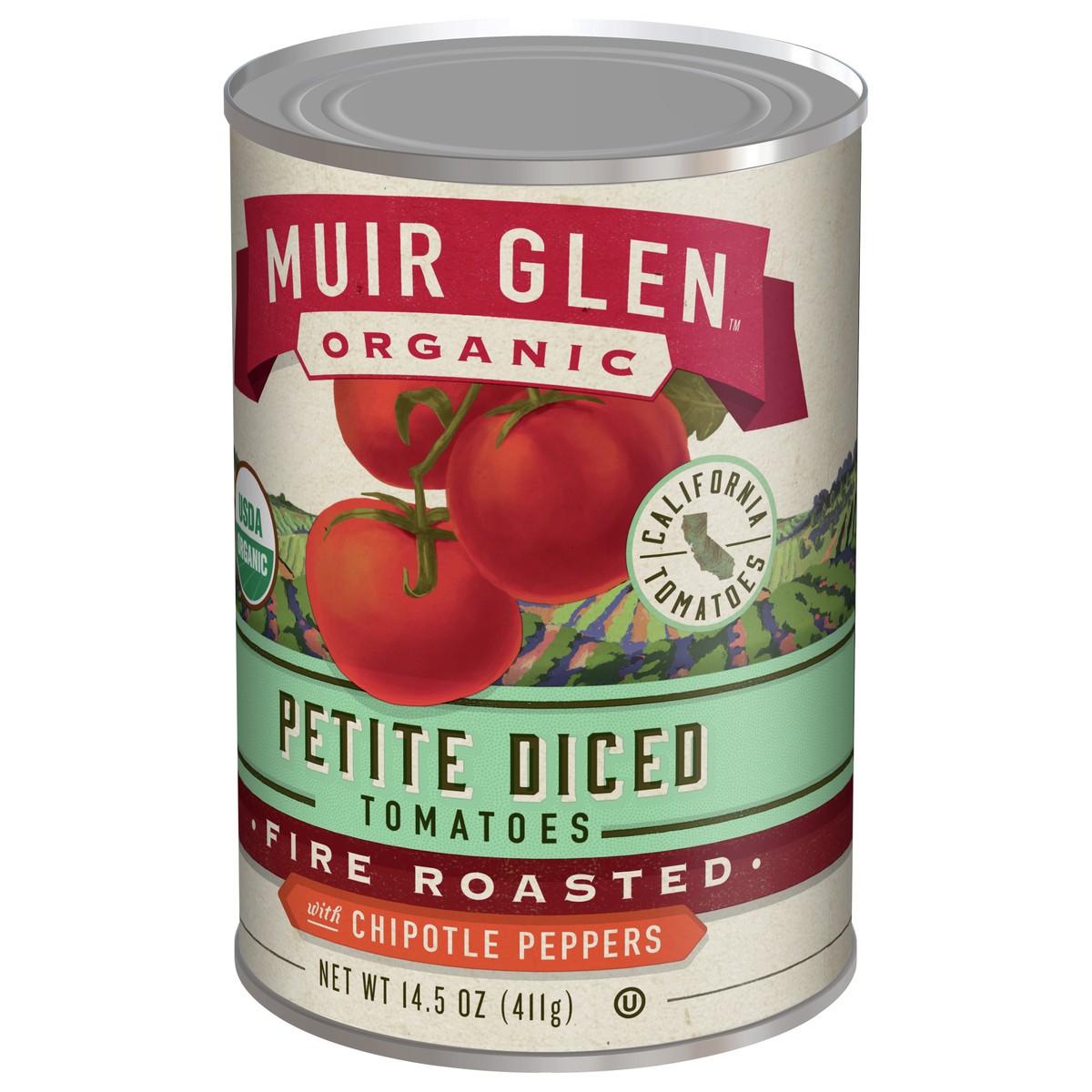 slide 3 of 9, Muir Glen Organic Petite Diced Tomatoes, Fire Roasted With Chipotle Peppers, 14.5 oz., 14.5 oz