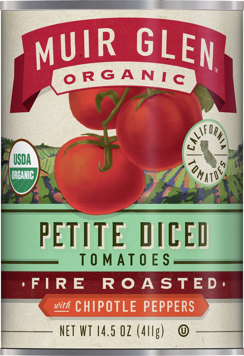 slide 7 of 9, Muir Glen Organic Petite Diced Tomatoes, Fire Roasted With Chipotle Peppers, 14.5 oz., 14.5 oz