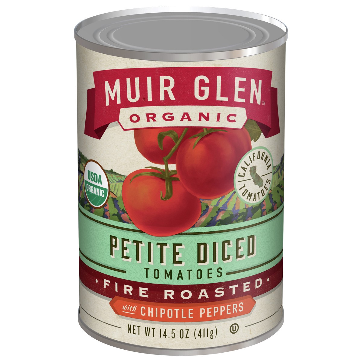 slide 1 of 9, Muir Glen Organic Petite Diced Tomatoes, Fire Roasted With Chipotle Peppers, 14.5 oz., 14.5 oz