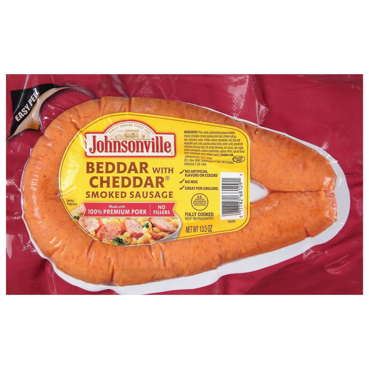 slide 1 of 7, Johnsonville Smoked Beddar With Cheddar Sausage 13.5 oz, 13.5 oz