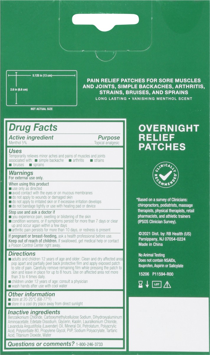 slide 6 of 9, Biofreeze Menthol Overnight Pain Relief Patches (4 Per Box) -Topical Analgesic Pain Relief For Sore Muscles, Arthritis, Backache, Strains, Bruises, Sprains And Joint Pain (Package May Vary), 1 ct