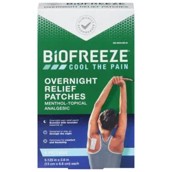 Biofreeze Menthol Overnight Pain Relief Patches (4 Per Box) -Topical Analgesic Pain Relief For Sore Muscles, Arthritis, Backache, Strains, Bruises, Sprains And Joint Pain (Package May Vary)