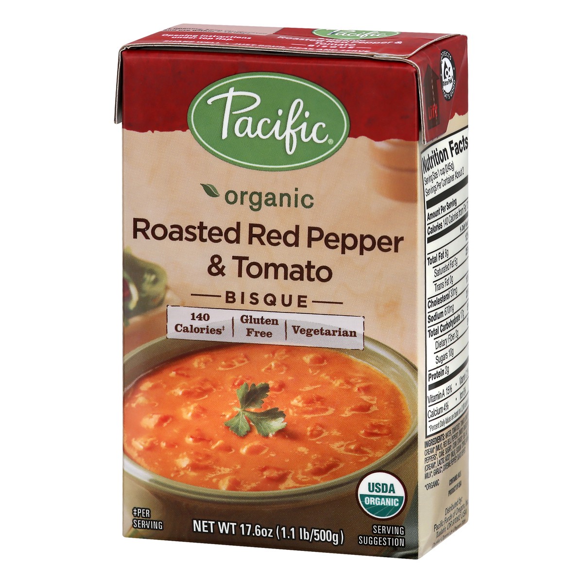 slide 3 of 10, Pacific Foods Organic Roasted Red Pepper & Tomato Bisque, 17.6 oz