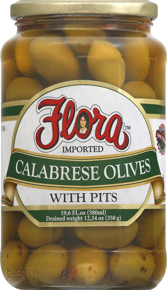 slide 9 of 12, Flora With Pits Calabrese Olives 19.6 oz, 19.6 oz