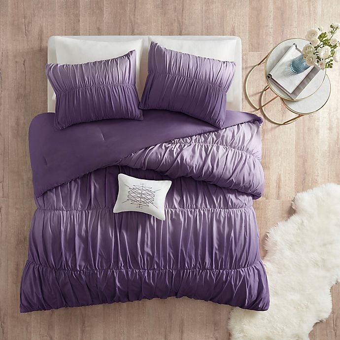 slide 3 of 6, Intelligent Design Ellen Full/Queen Comforter Set - Purple, 4 ct