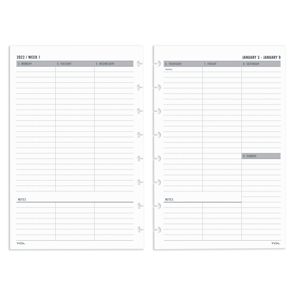 slide 1 of 2, TUL Discbound Weekly/Monthly Refill Pages, Junior Size, 5-1/2" X 8-1/2", January To December 2022, TULjrflr-Utim, 1 ct