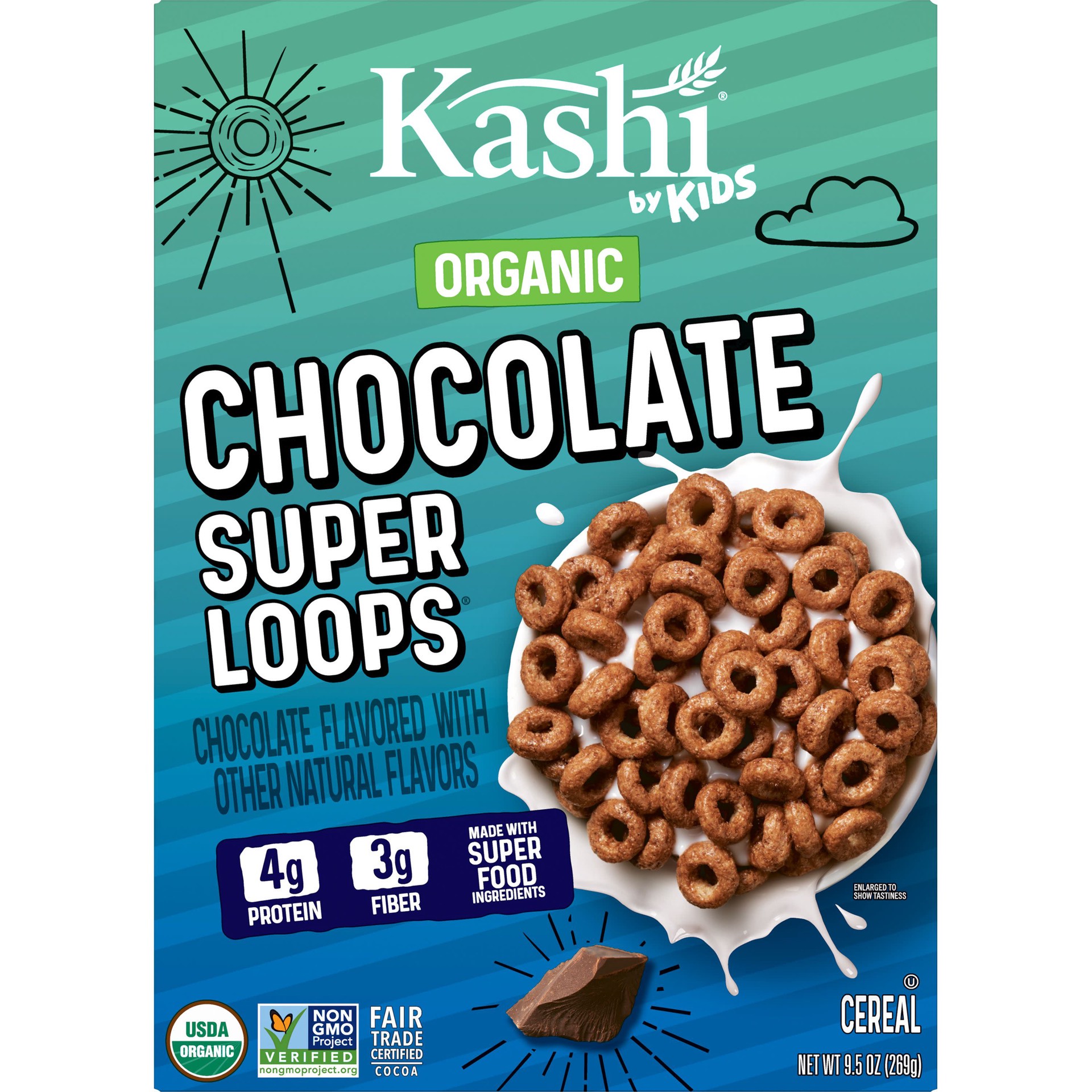 slide 2 of 5, Kashi by Kids Super Loops Breakfast Cereal, Chocolate, 9.5 oz, 9.5 oz