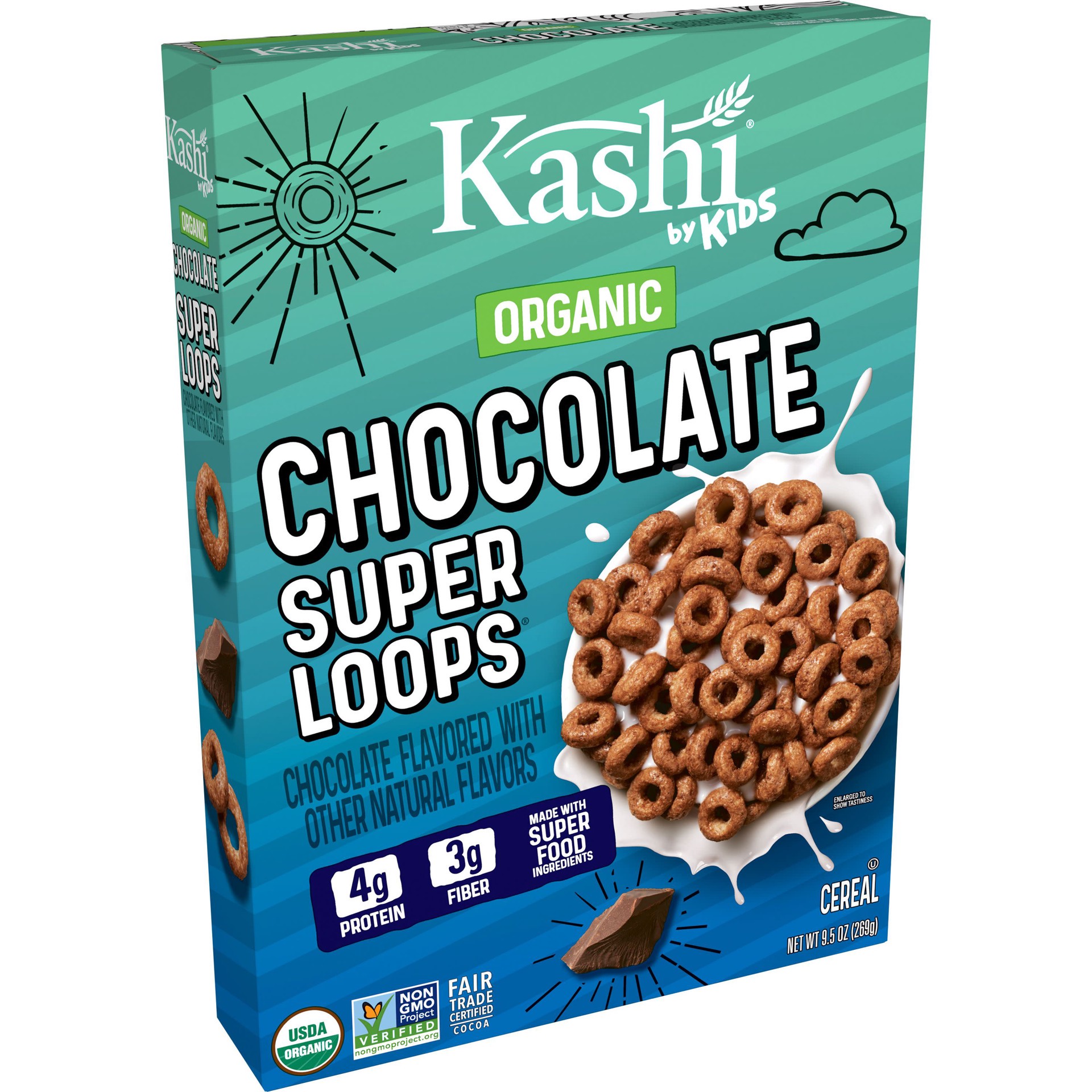 slide 1 of 5, Kashi by Kids Super Loops Breakfast Cereal, Chocolate, 9.5 oz, 9.5 oz