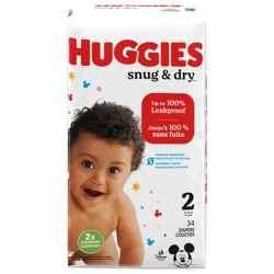 Huggies Snug & Dry Baby Diapers, Size 2, 34 Ct
