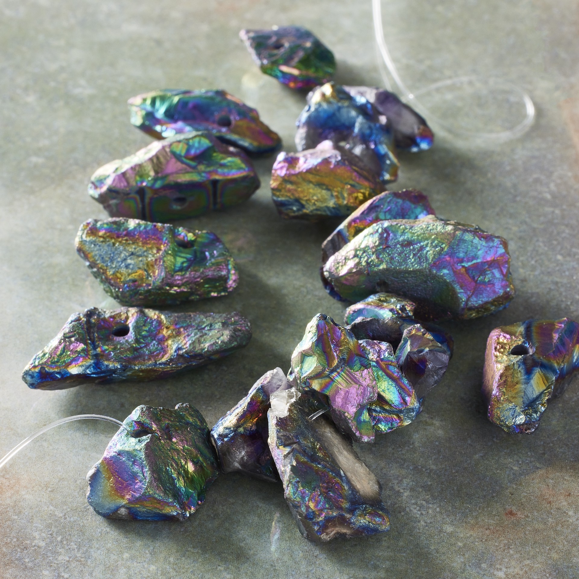 slide 2 of 3, Aurora Borealis Hematite Spike Beads By Bead Landing, 22mm-38mm