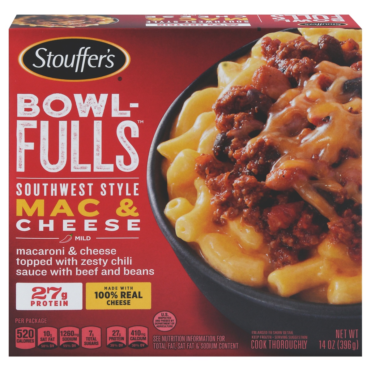 slide 1 of 6, Stouffer's MAC-FULLS Southwest Style Mac and Cheese Bowl Frozen Meal, 14 oz