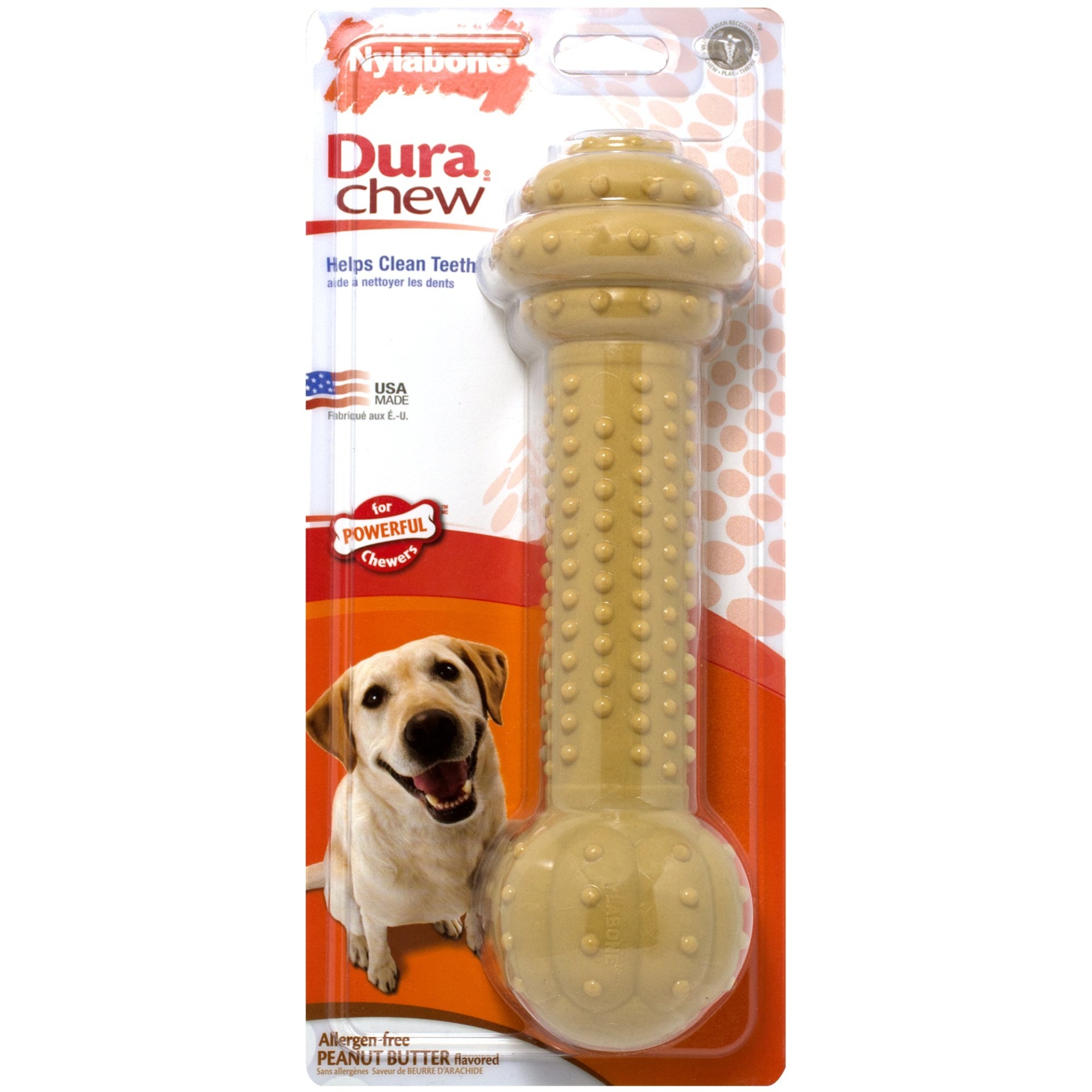 slide 1 of 1, Nylabone Dura Chew Peanut Butter Dog Bone, 19 oz; XL