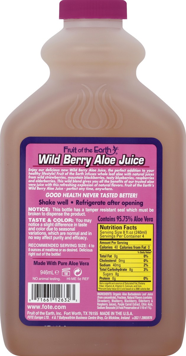 slide 3 of 5, Fruit of the Earth Wild Berry Aloe Vera Juice - 32 oz, 32 oz