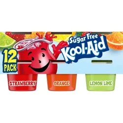Kool-Aid Strawberry, Orange & Lemon Lime Sugar Free Artificially Flavored Jell-O Ready-to-Eat Jello Cups Gelatin Snack Variety Pack, 12 ct Cups