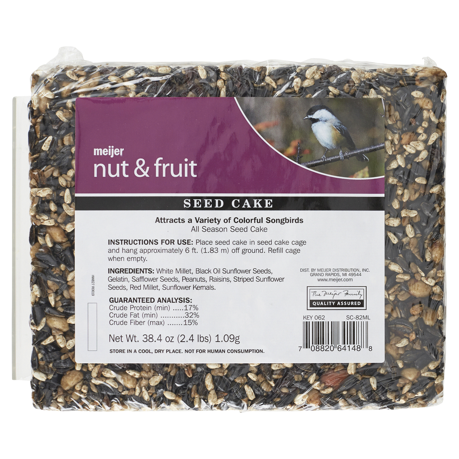 slide 1 of 1, Meijer Nut & Fruit Seed Cake For Wild Birds, 2.4 Lb, 2.4 lb
