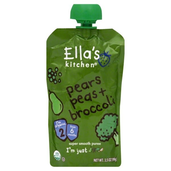 slide 1 of 1, Ella's Kitchen Stage 1 Pears, Peas & Broccoli Organic Pureed Baby Food, 3.5 oz